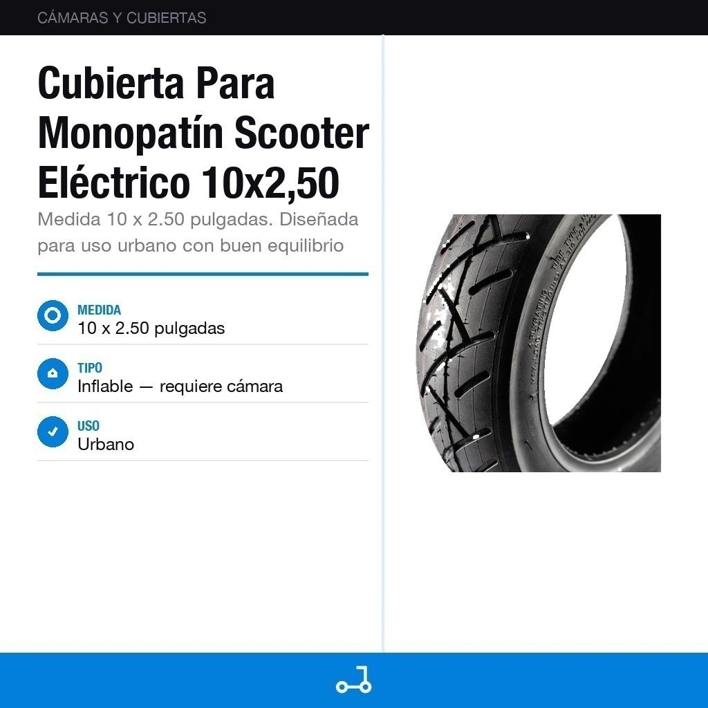 Cubierta Para Monopatín Scooter Eléctrico 10x2,50