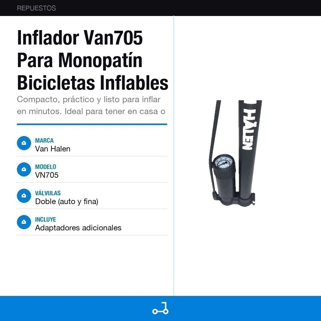 Inflador Van705 Para Monopatín Bicicletas Inflables Pelotas